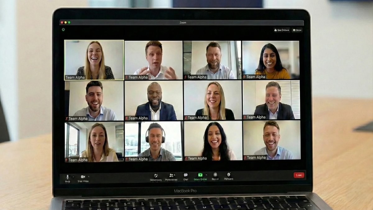Remote team on video conference call